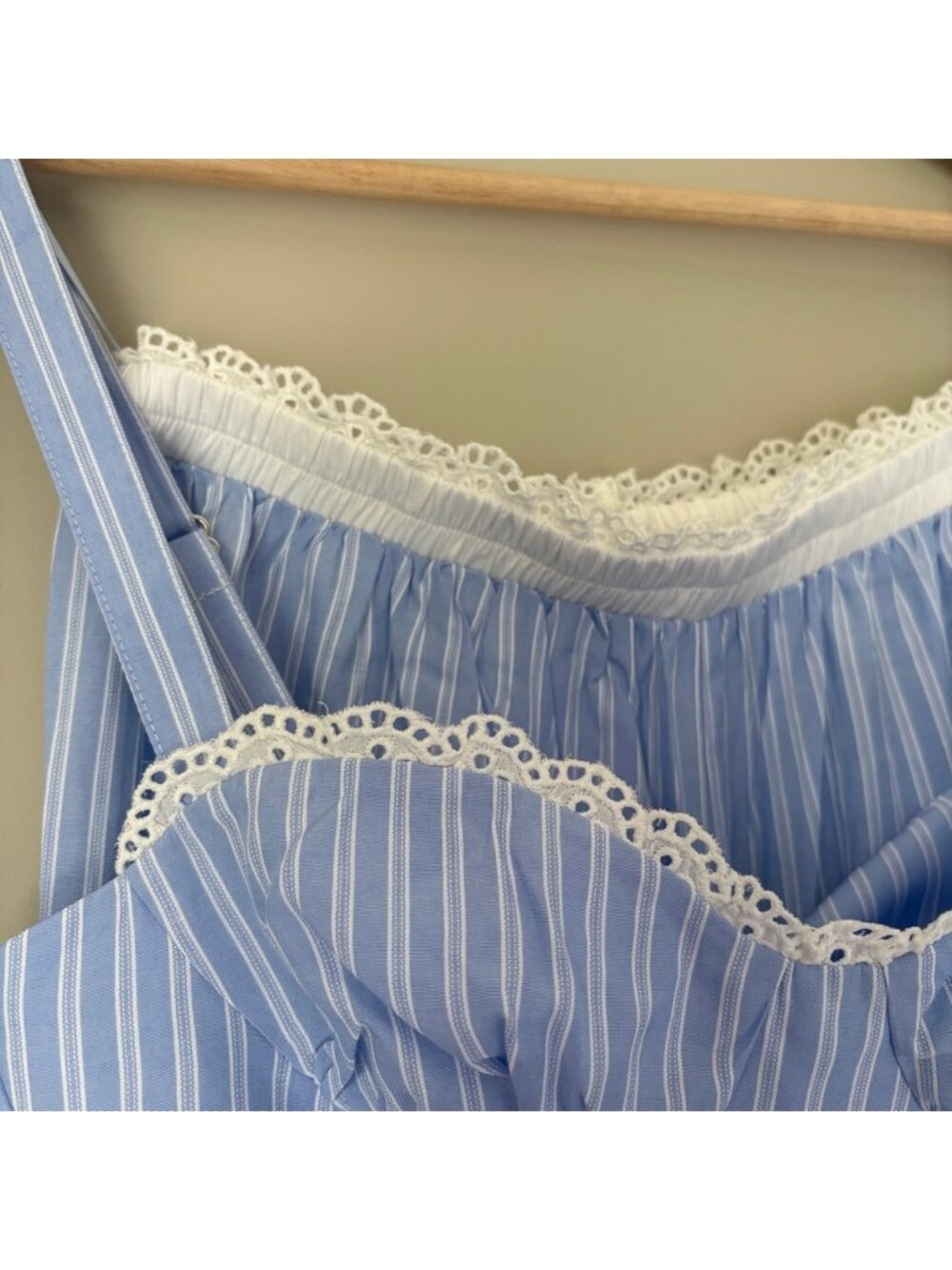 NEW Reformation Pippa Two Piece Set Top Pants Sky Blue Stripe | US 2 UK 6 - Picture 11 of 15